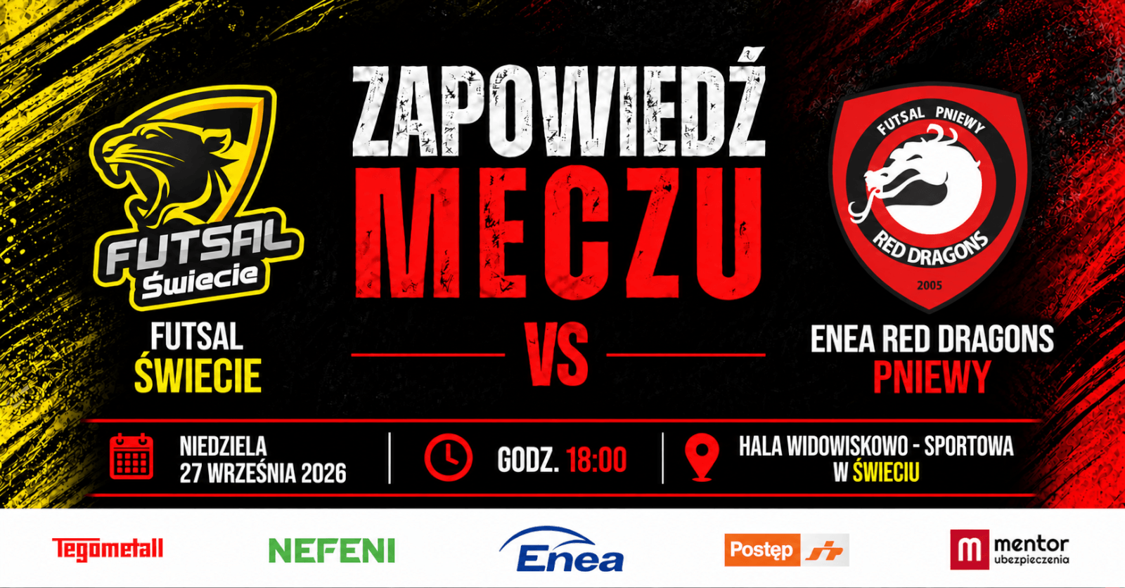 Zapowiedź meczu: Futsal Świecie – ENEA Red Dragons